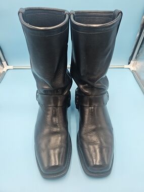 Chippewa Black Leather Harness Boots, Size 10.5D